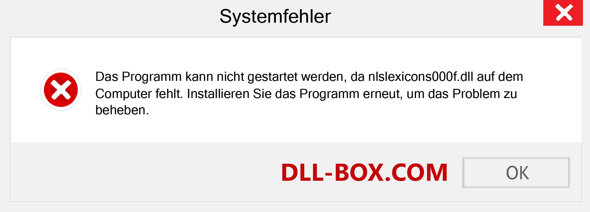 nlslexicons000f.dll-Datei fehlt?. Download für Windows 7, 8, 10 - Fix nlslexicons000f dll Missing Error unter Windows, Fotos, Bildern